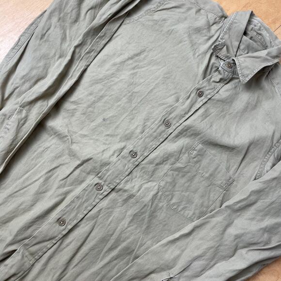 Vintage Post WWII USN Medium Solid Beige Long Sleeve Full Button Collared Shirt - Picture 3 of 10